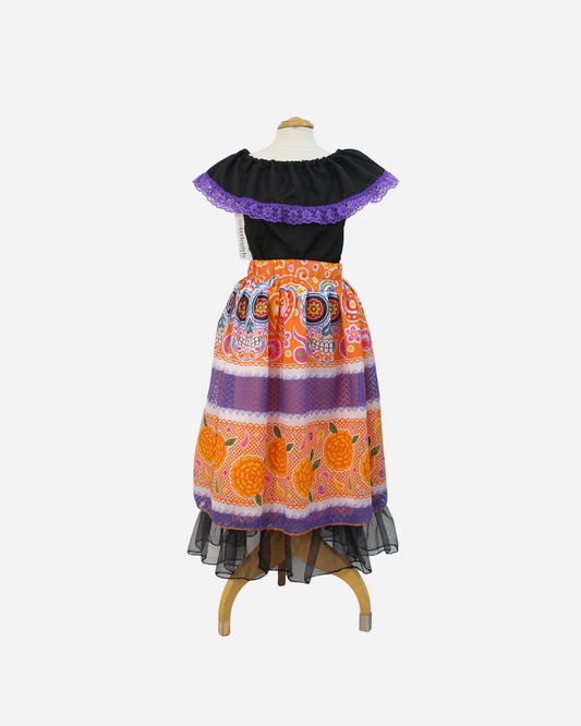 SET CATRINA BLUSA CAMPESINA Y FALDA MOTIVOS DIA DE MUERTOS