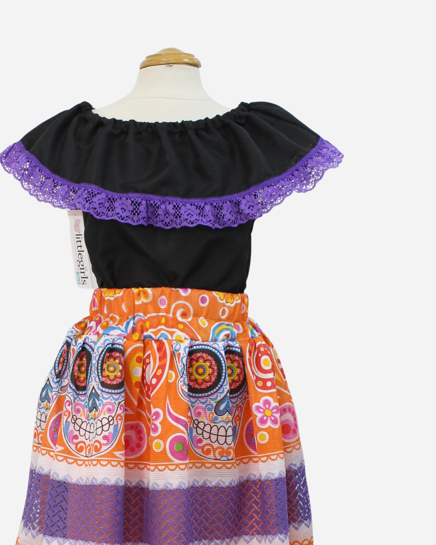 SET CATRINA BLUSA CAMPESINA Y FALDA MOTIVOS DIA DE MUERTOS