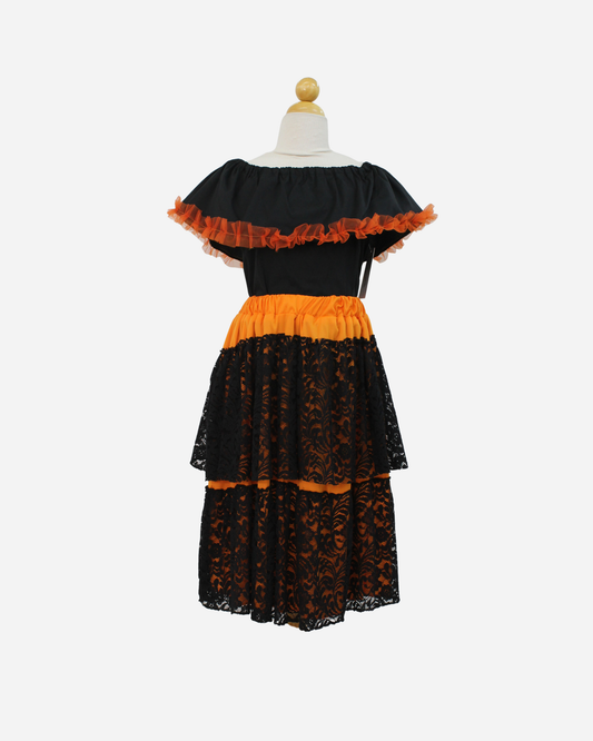 SET CATRINA BLUSA CAMPESINA Y FALDA MOTIVOS DIA DE MUERTOS
