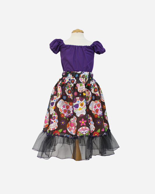 SET CATRINA BLUSA CAMPESINA Y FALDA MOTIVOS DIA DE MUERTOS