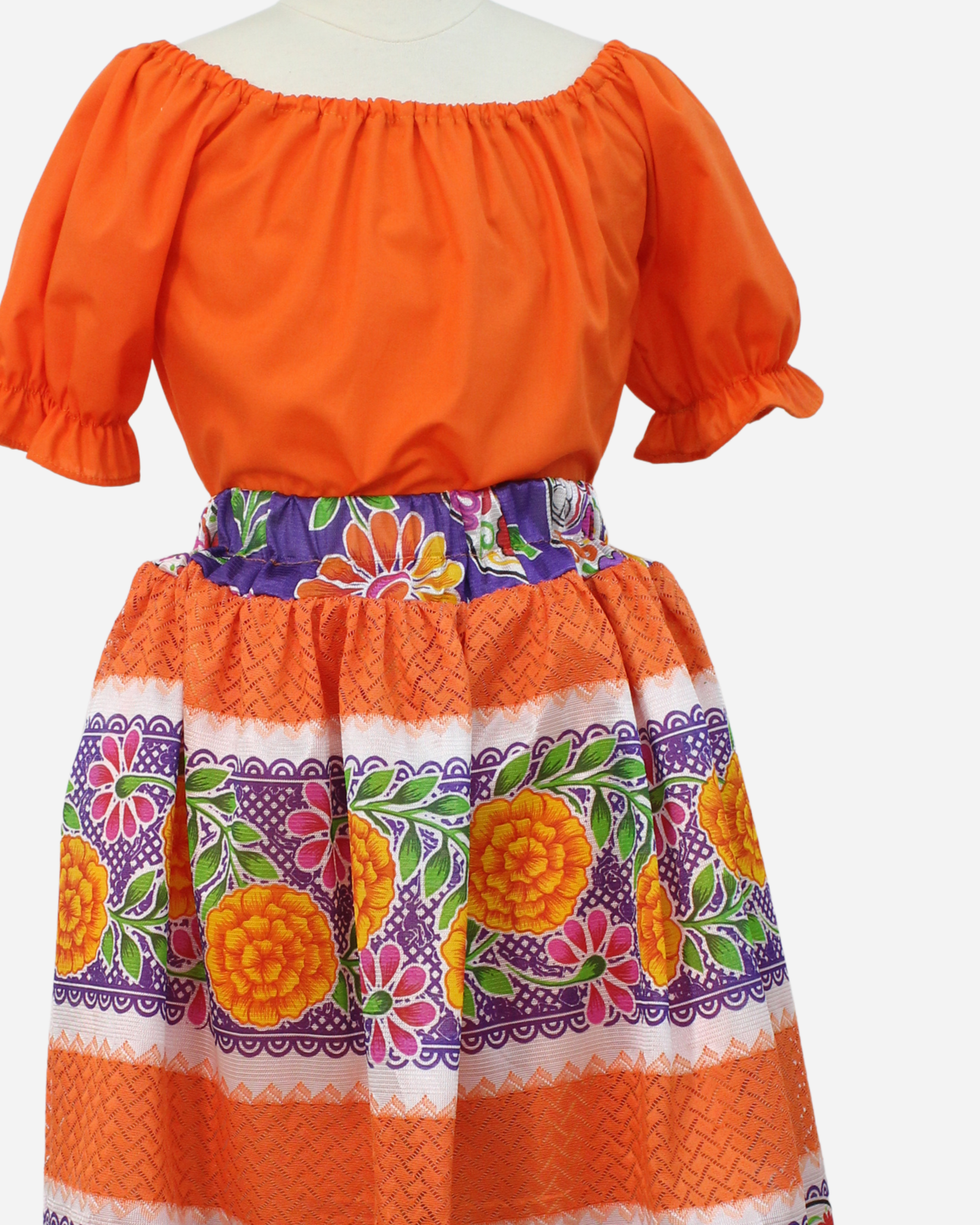 SET CATRINA BLUSA MANGA GLOBO Y FALDA MOTIVOS DIA DE MUERTOS