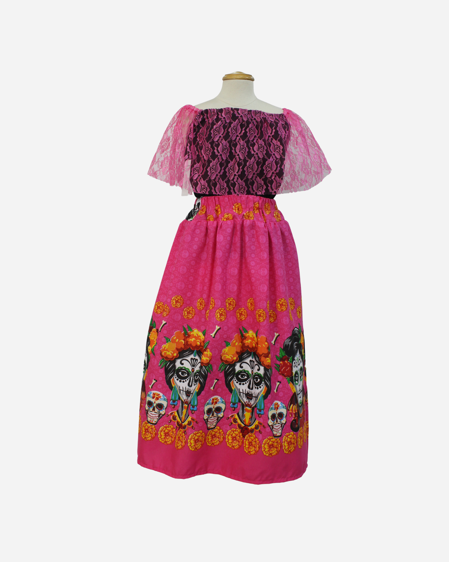SET CATRINA BLUSA CAMPESINA Y FALDA MOTIVOS DIA DE MUERTOS