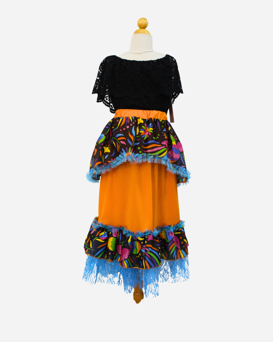 SET CATRINA BLUSA CAMPESINA Y FALDA MOTIVOS DIA DE MUERTOS
