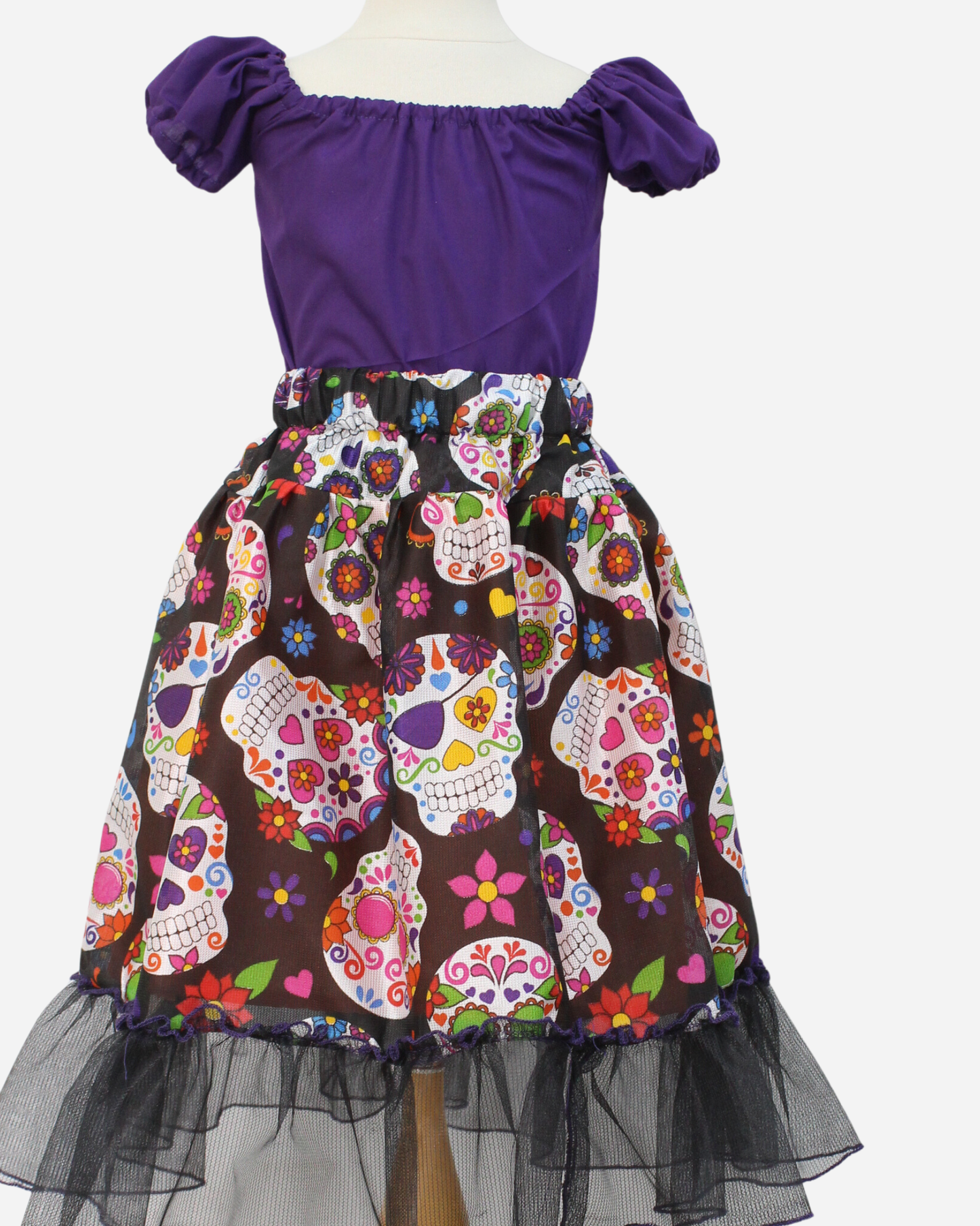 SET CATRINA BLUSA CAMPESINA Y FALDA MOTIVOS DIA DE MUERTOS