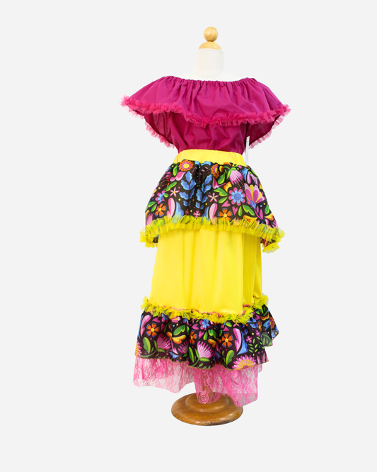 SET CATRINA BLUSA CAMPESINA Y FALDA MOTIVOS DIA DE MUERTOS