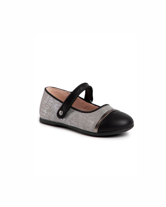 Zapato combinado plata y punta color negro