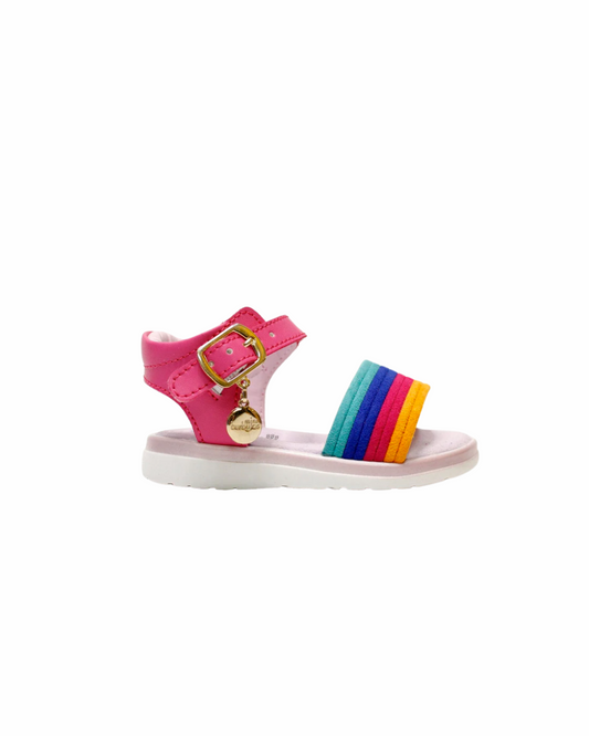 huarache rosa con franja de colores