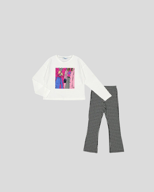 set camiseta manga larga y leggins a cuadros, mayoral
