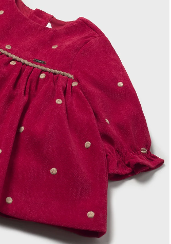 Vestido fantasía guinda puntos