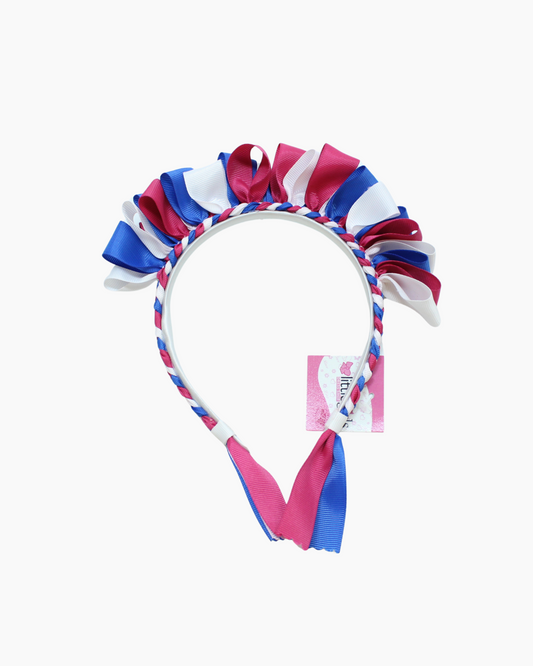 Diadema Jazmin Mariachi blanco azul y rosa
