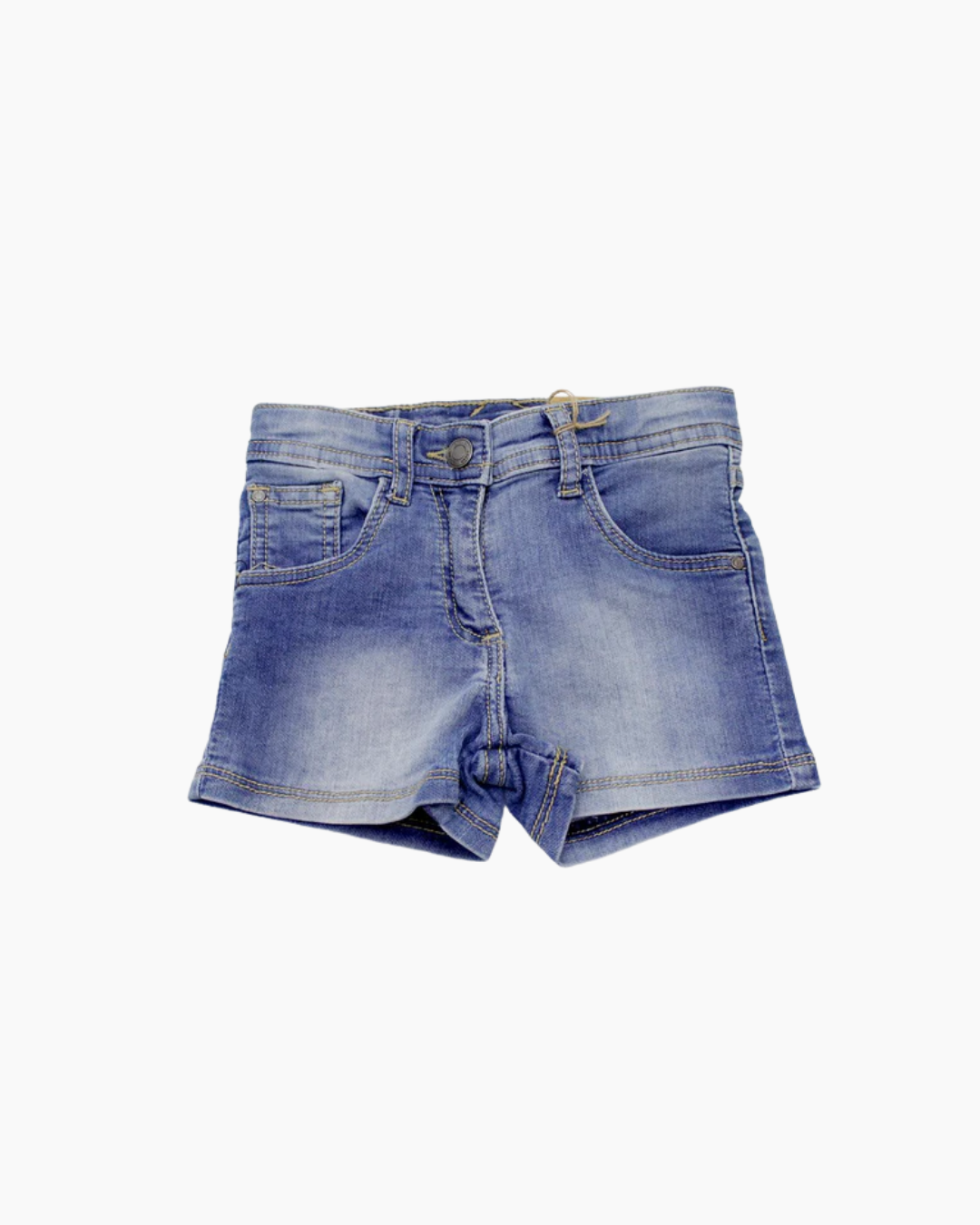short corto, tiro alto denim claro. niña