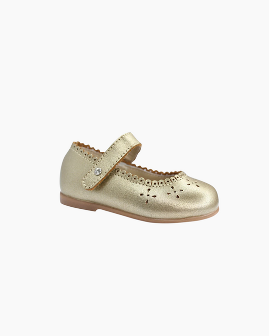 zapato oro ingles, 6 flores perforadas