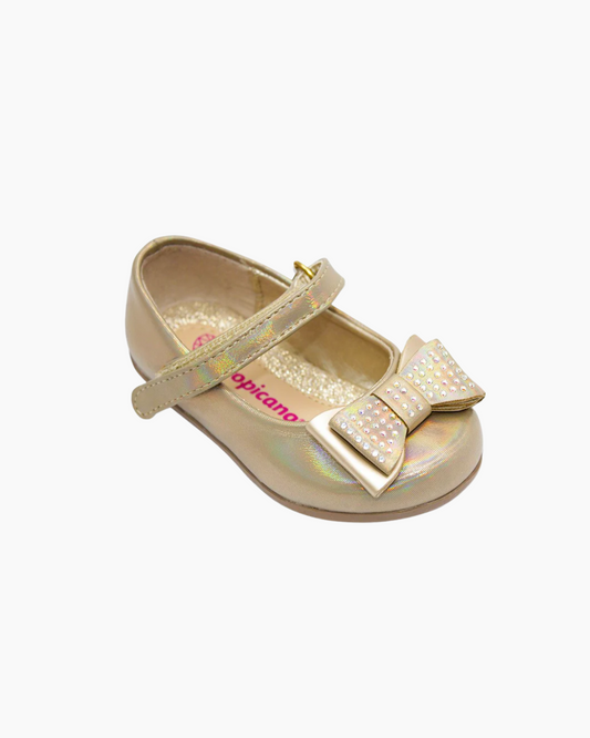 zapato oro glitter velcro para niña