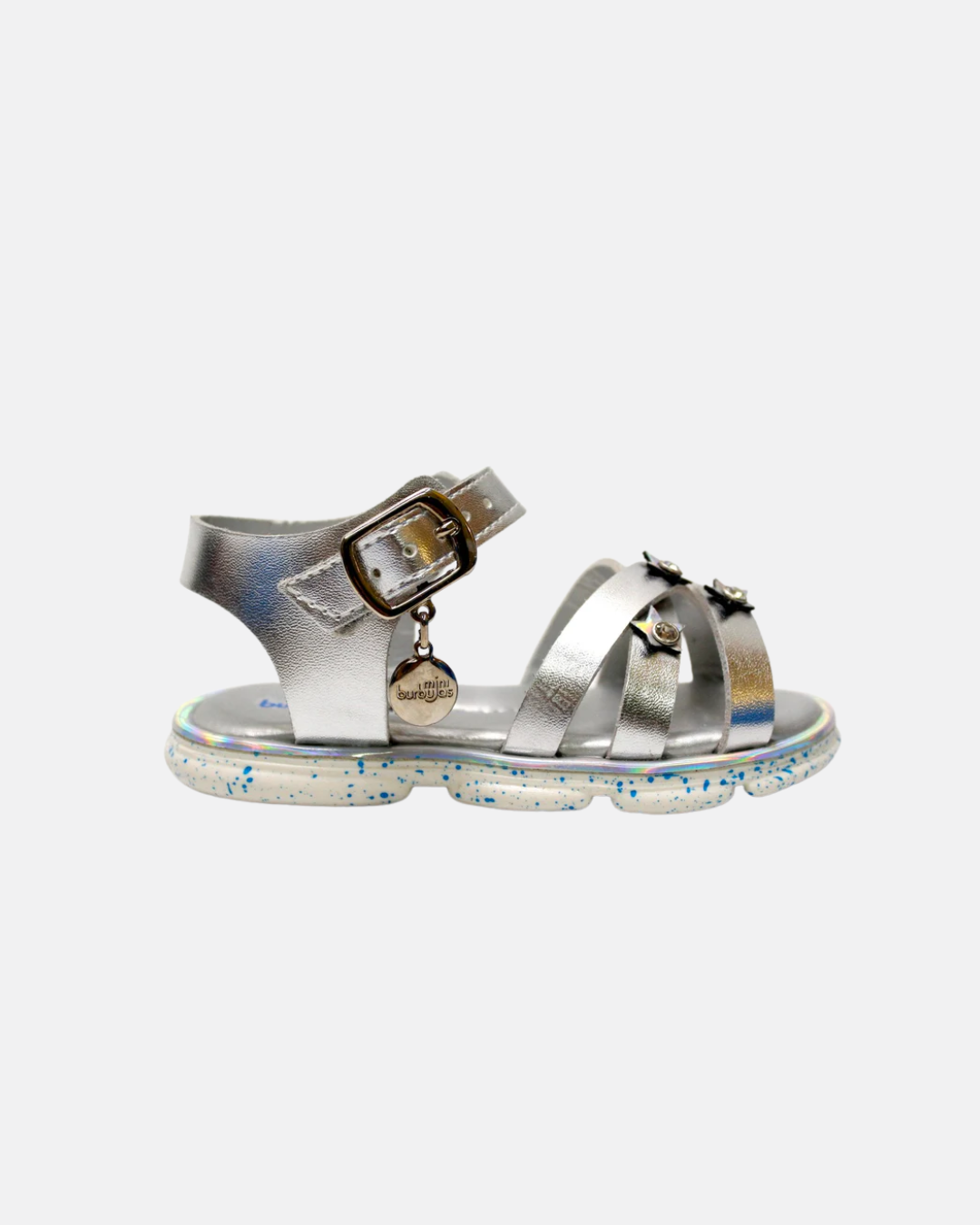 huarache triple franja con estrellas color plata