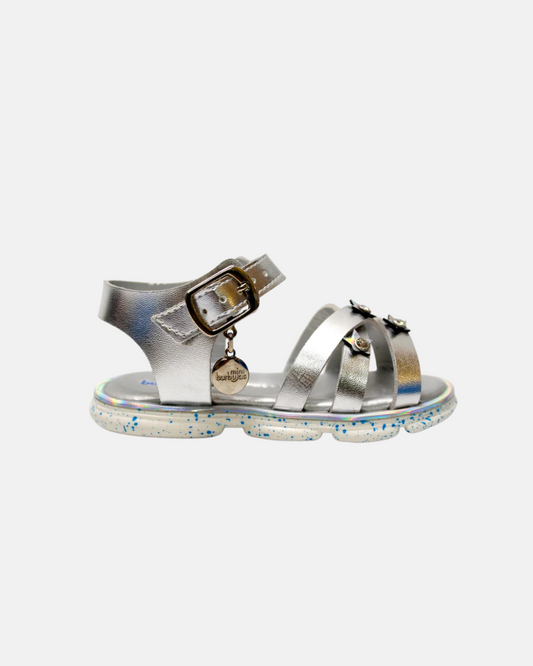 huarache triple franja con estrellas color plata