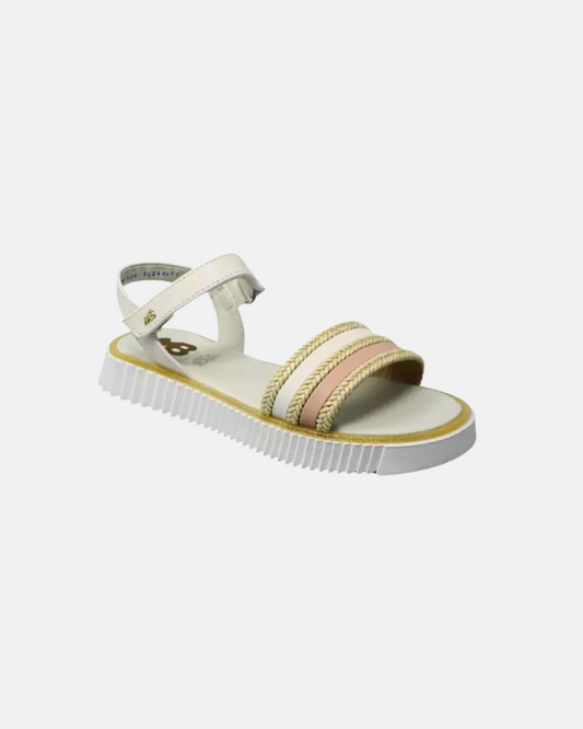 Huarache latte 3 trenzas yute y tira nude