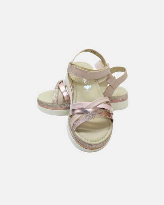 Huarache trenza nude, cierre con hebilla