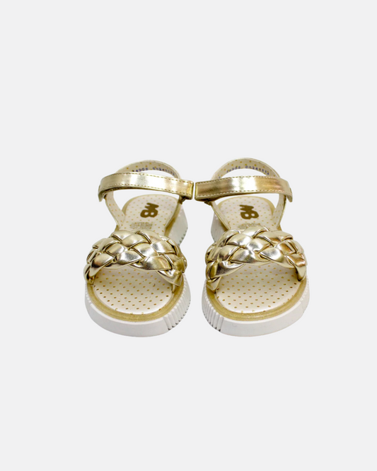 huarache trenza oro, cierre de velcro