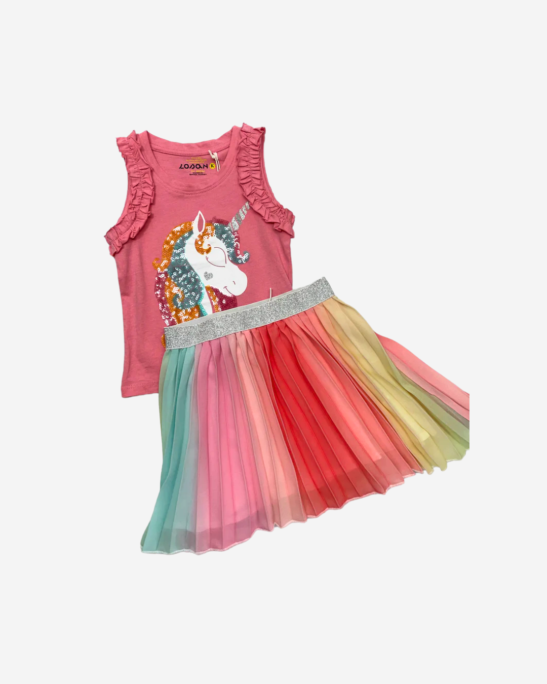 Set Unicornio Falda Tableada