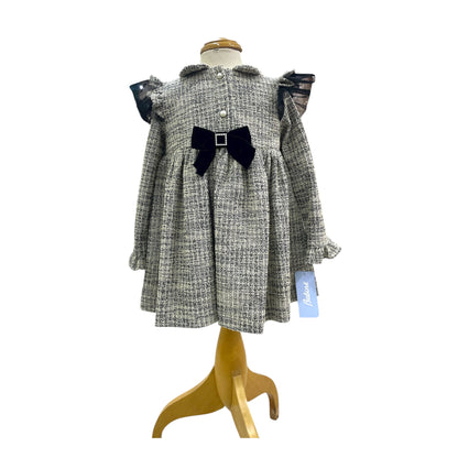 Vestido rosa 2 botones moño en cintura moda española, color negro