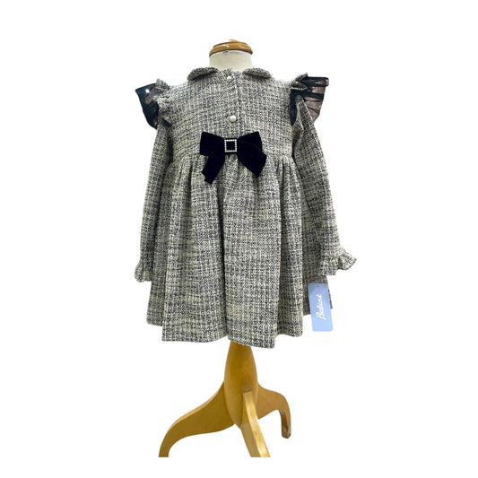 Vestido rosa 2 botones moño en cintura moda española, color negro