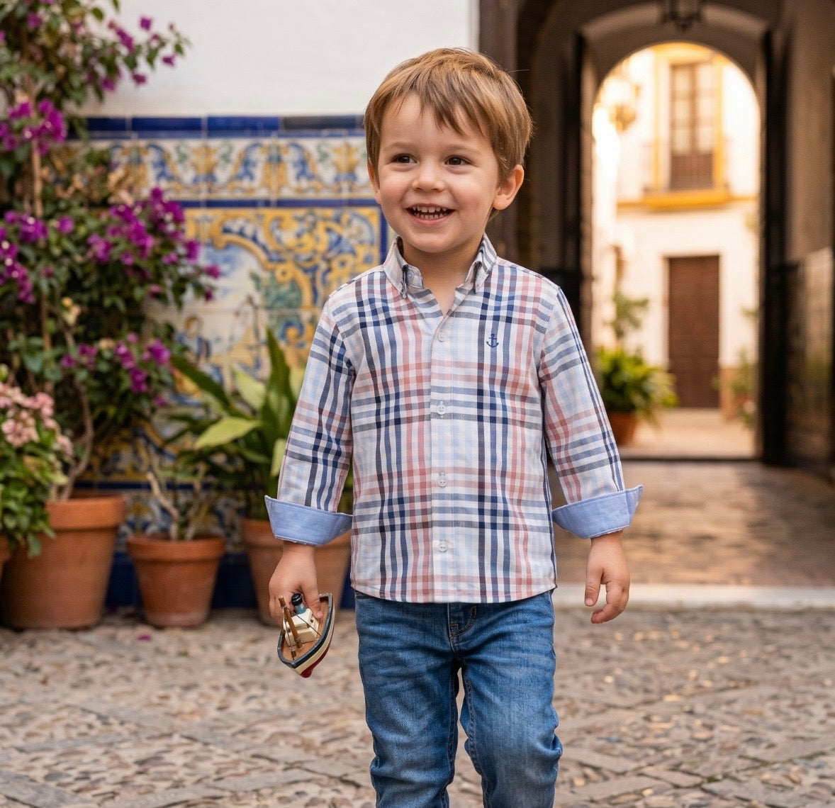 camisa cuadros blanco azul y verde