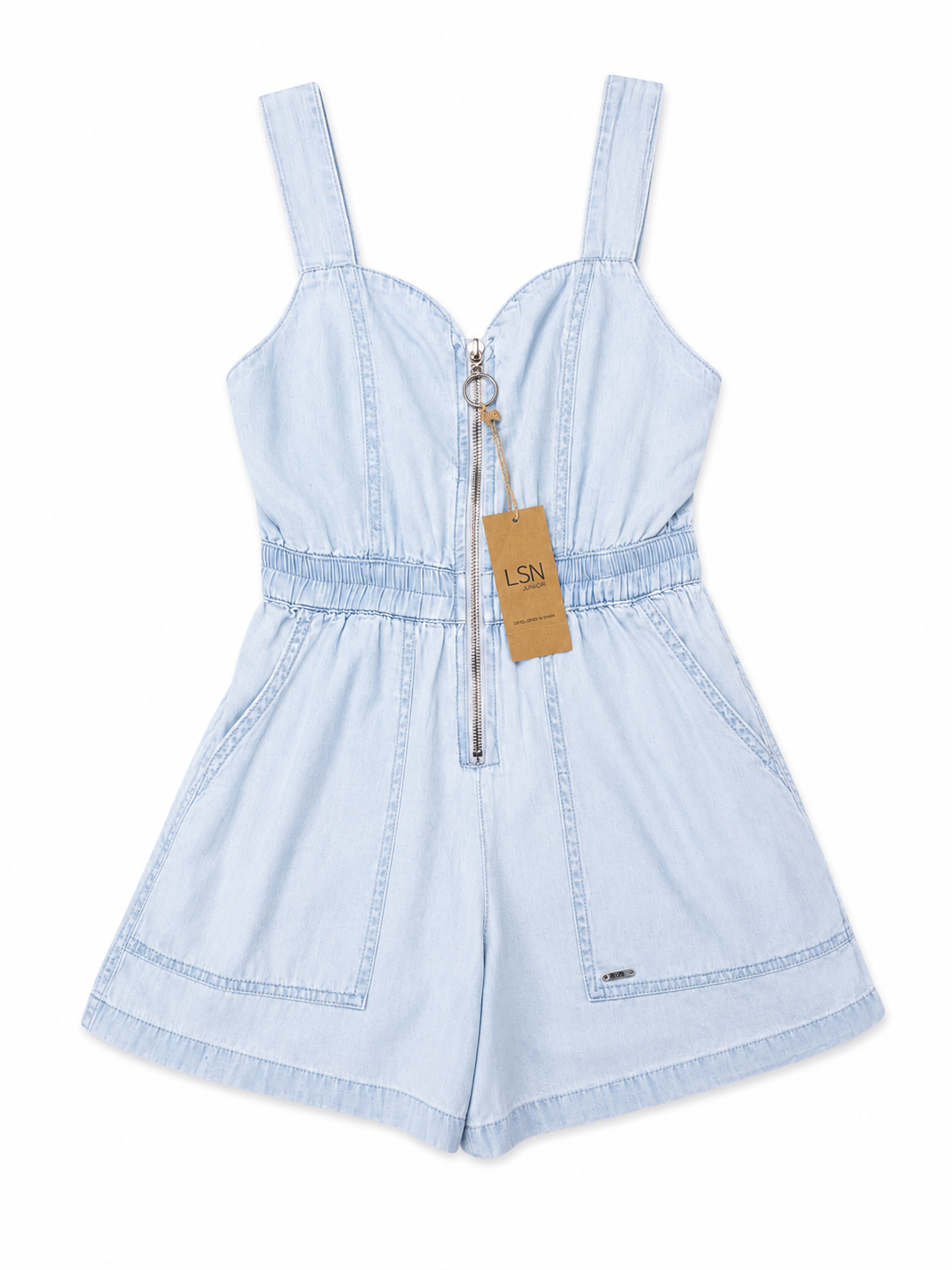 Mono Corto Denim Bolsas laterales