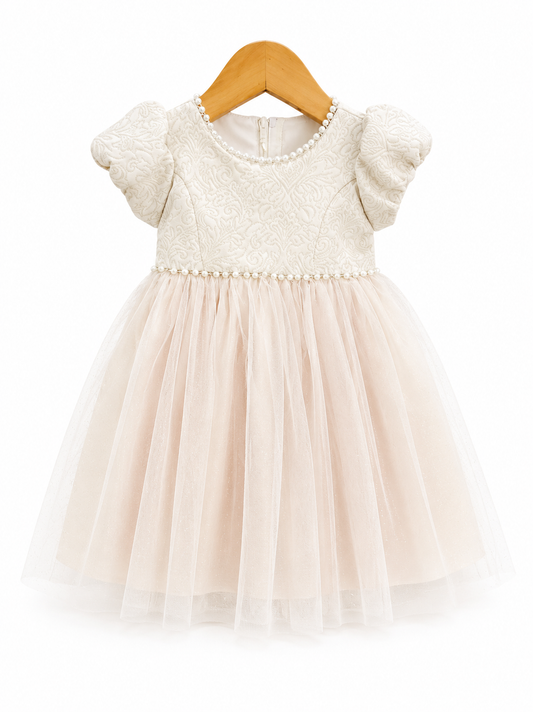 Vestido Champagne Talle Bordado