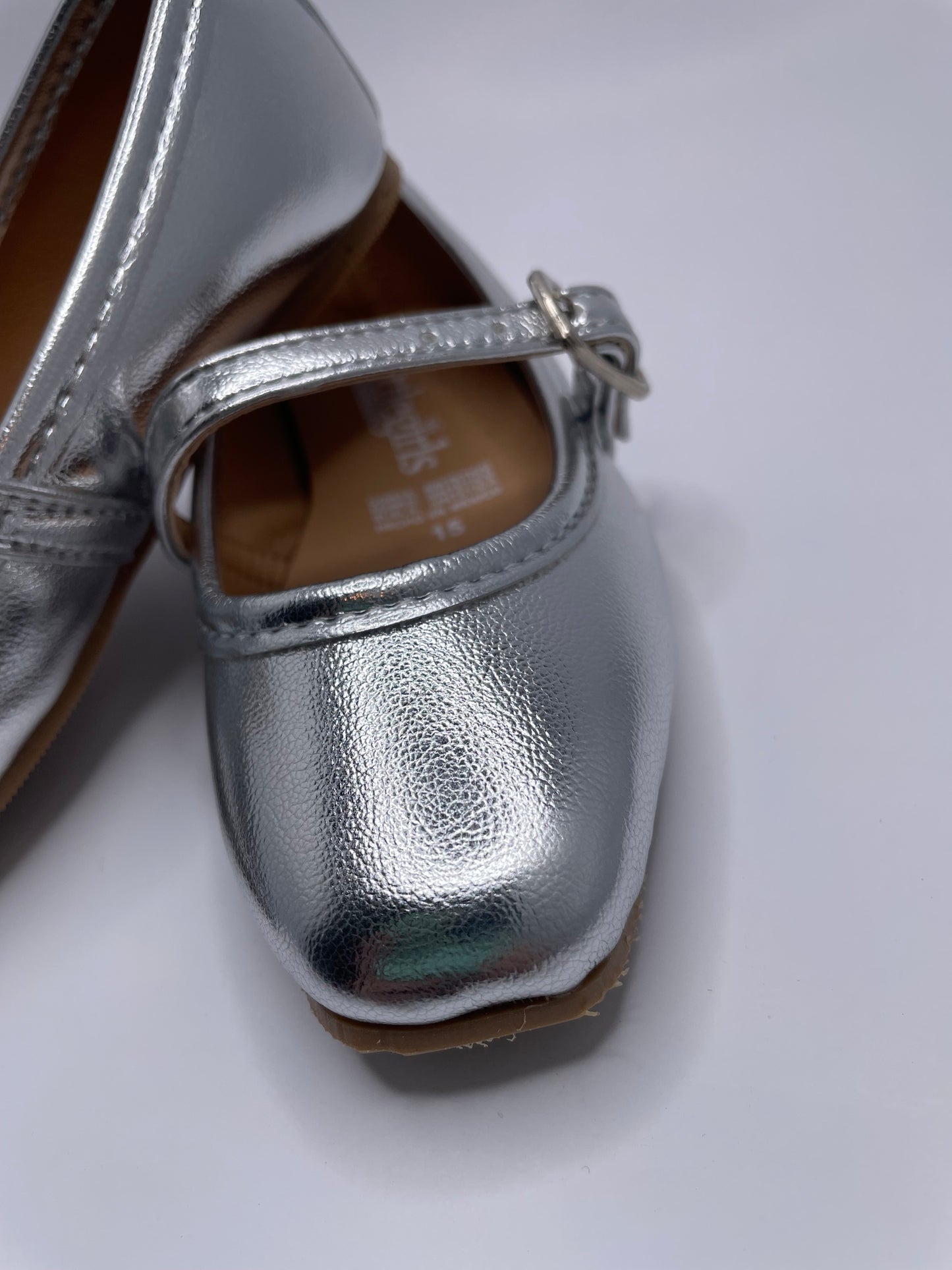Zapato Plata Metalico Punta cuadrada