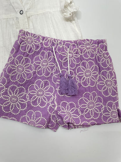 Set blusa crudo Short lila con jareta ponpon