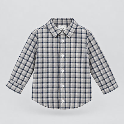 Camisa cuadros marino y beige