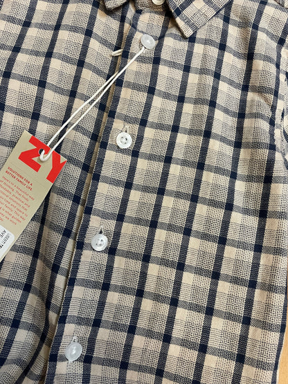 Camisa cuadros marino y beige