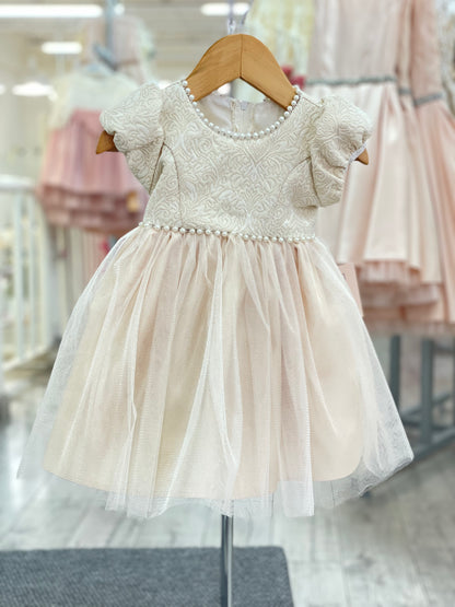Vestido Champagne Talle Bordado