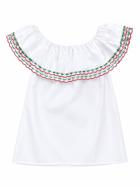 BLUSA CAMPESINA PATRIA COLOR BLANCO