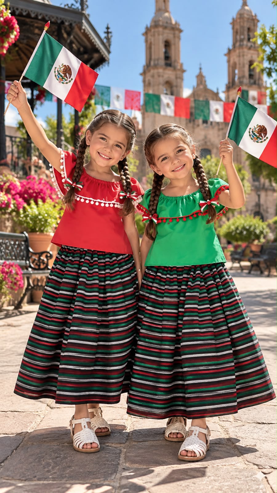 SET FALDA ADELITA BLUSA CAMPESINA ROJA O VERDE FALDA CAMBAYA NEGRO A RAYAS