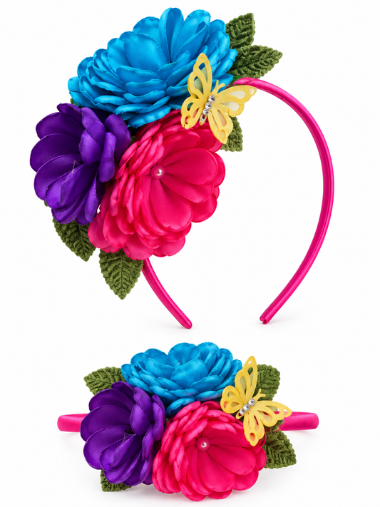 Diadema 3 flores patrio colores varios