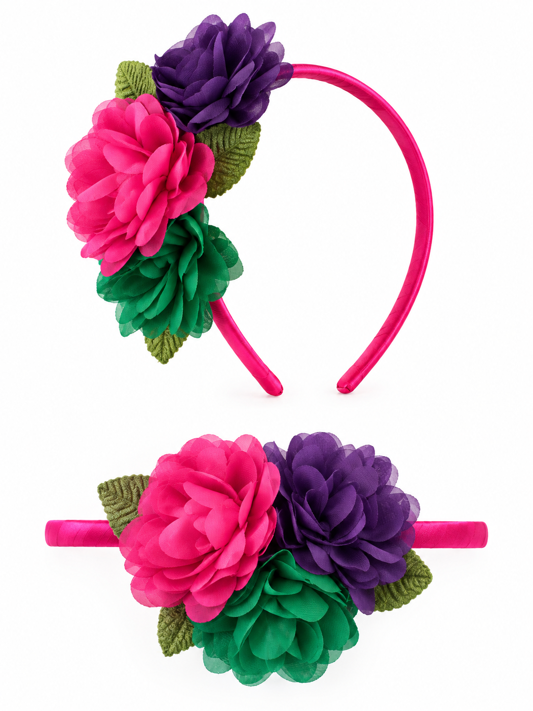 Diadema 3 flores patrio colores varios