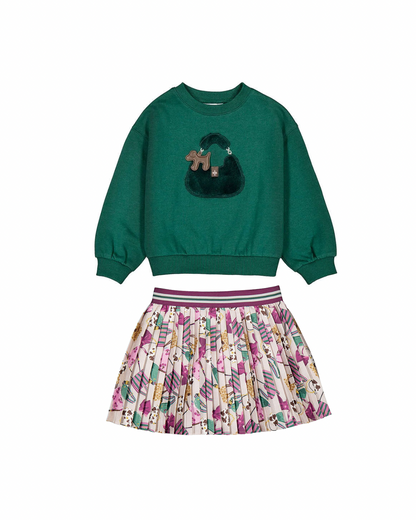Set 2 piezas  + falda patoles + jersey verde