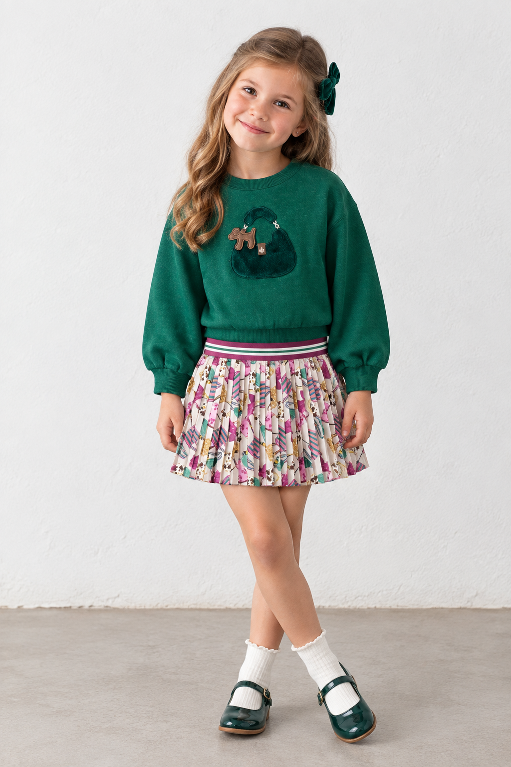 Set 2 piezas  + falda patoles + jersey verde