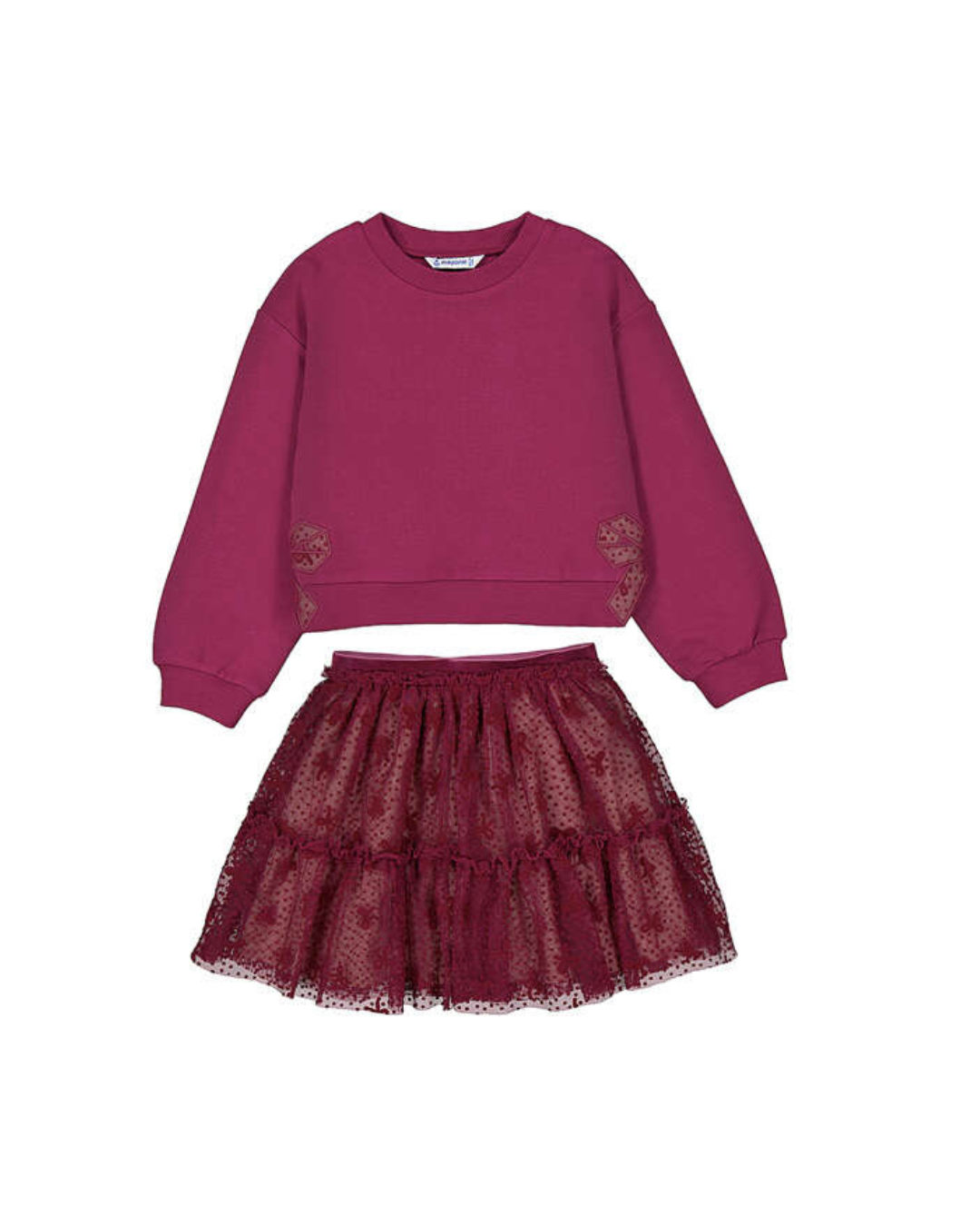 Conjunto falda tul y sudadera framboise