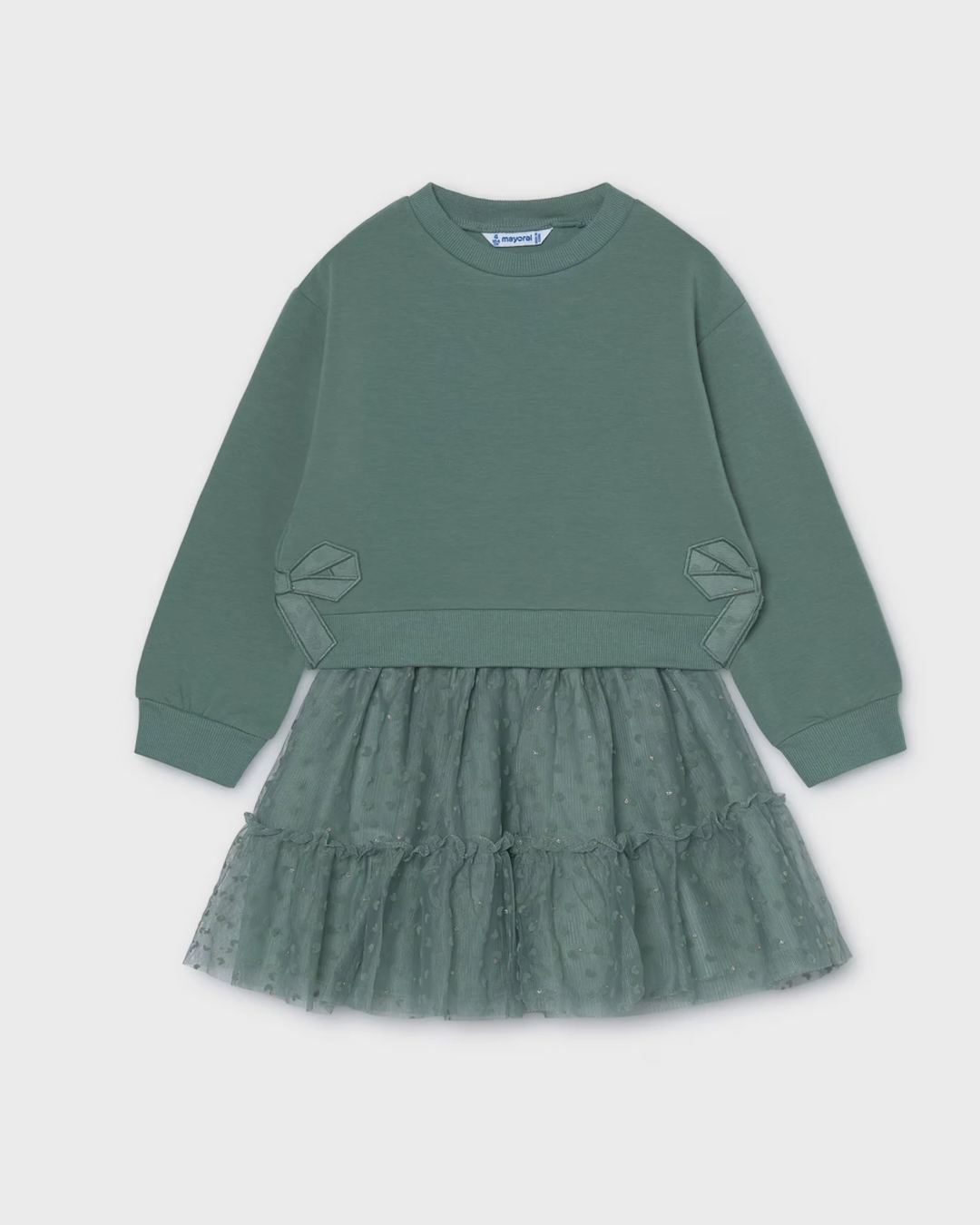 Conjunto falda tul y sudadera verde laurel