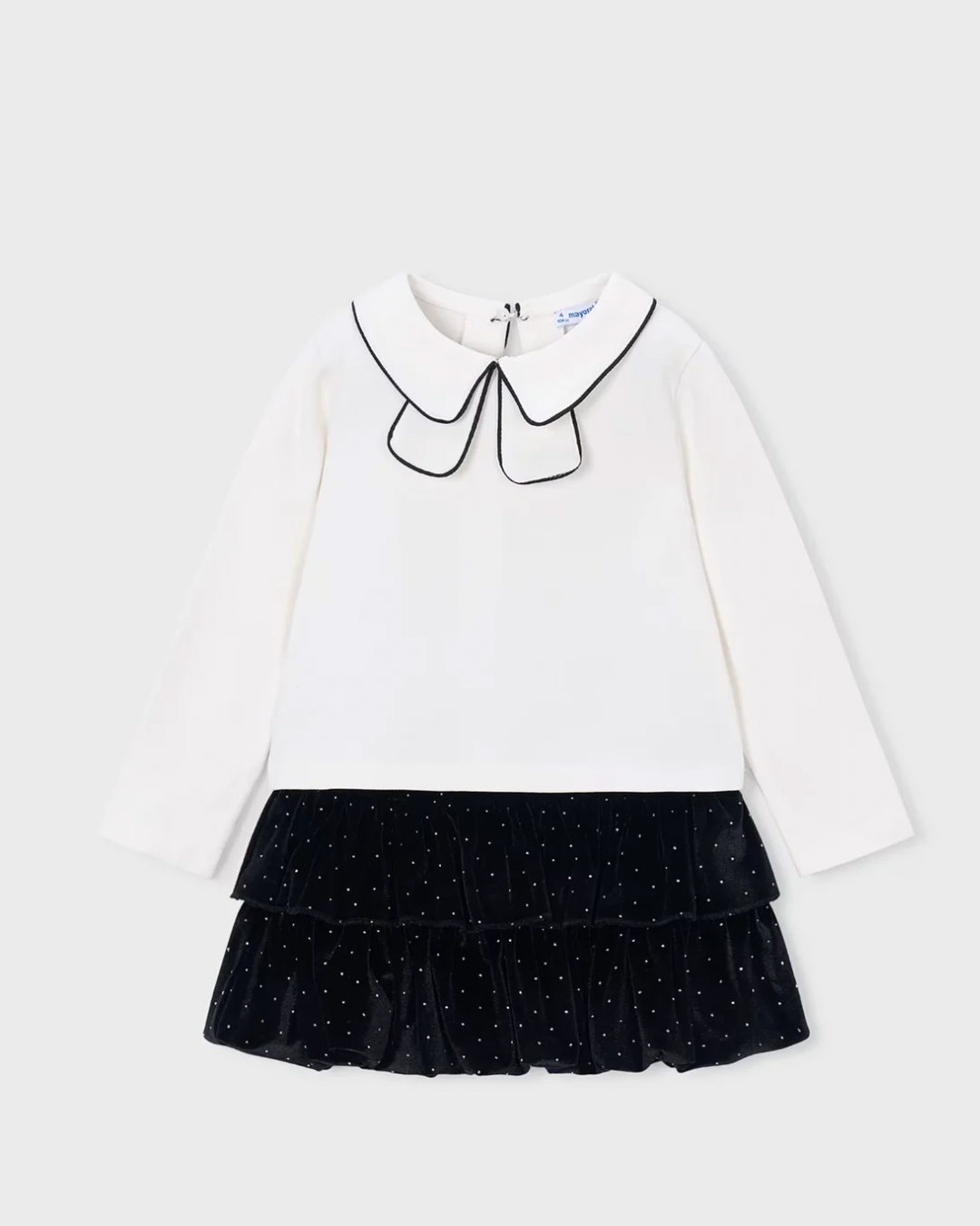 Conjunto blusa manga larga  + falda terciopelo negro