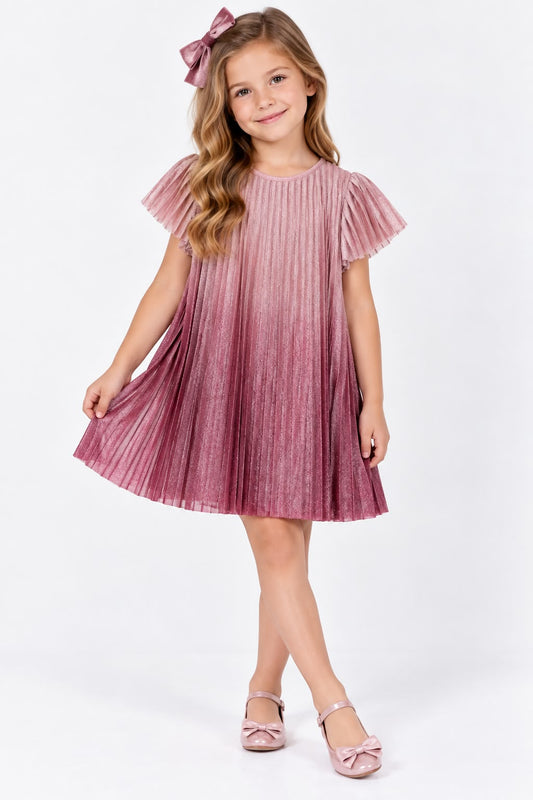 Vestidoplisado degradado rosa framboise