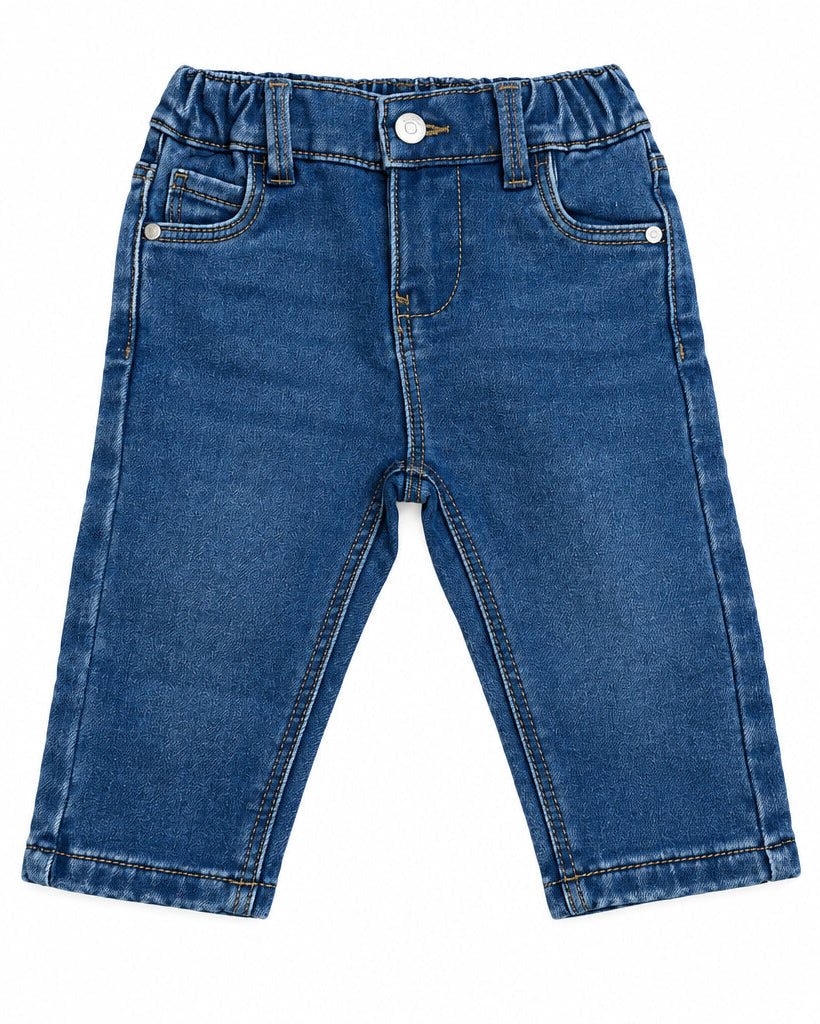 Pantalón ajustado de sarga con cordón para bebé niño, azul