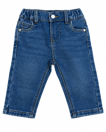 Pantalón ajustado de sarga con cordón para bebé niño, azul