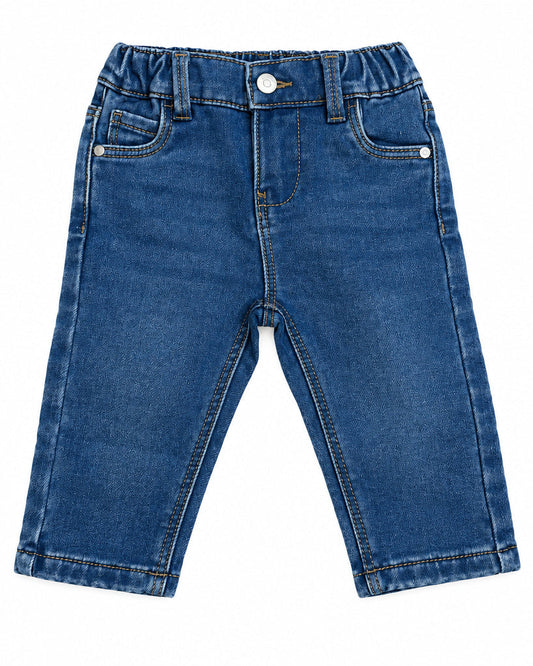Pantalón ajustado de sarga con cordón para bebé niño, azul