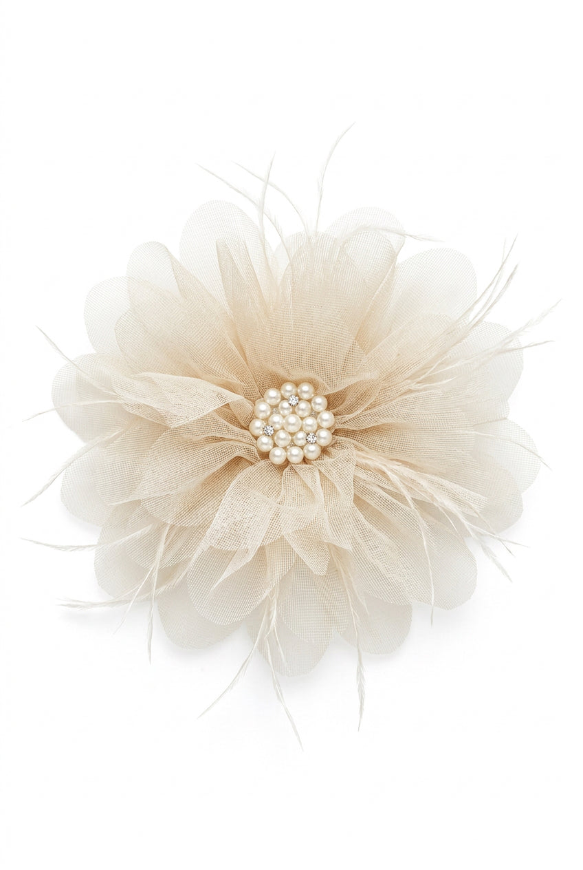 Broche flor grande pétalos tul