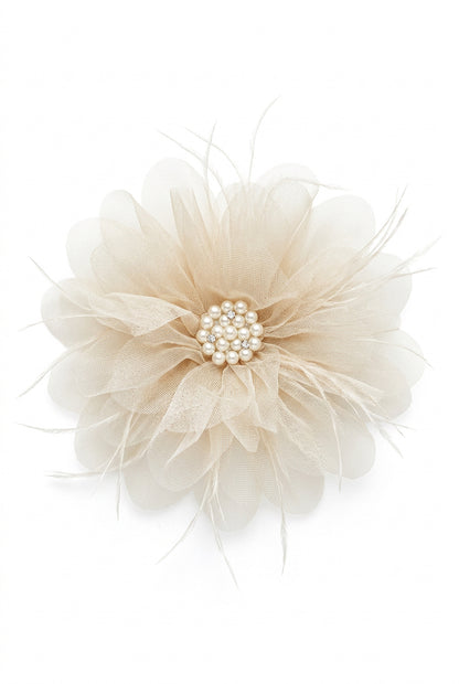 Broche flor grande pétalos tul