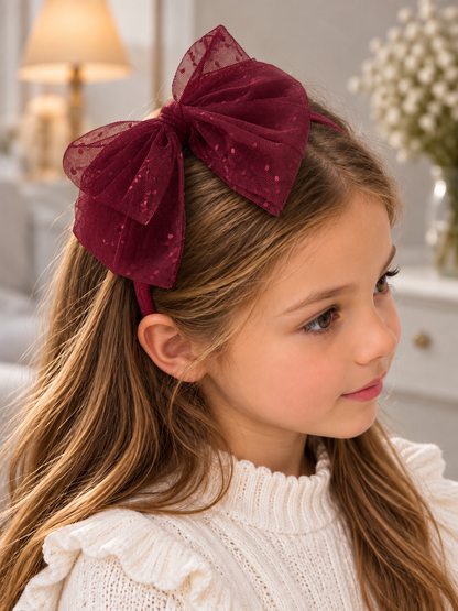 Diadema con moño grande tul de puntos
