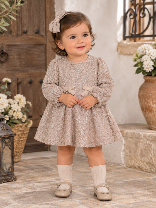 Vestido terciopelo brillos champagne